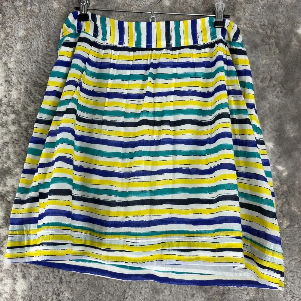 Ann Taylor LOFT Size 8 Striped Casual A Line Mini Skirt Colorful Zip Lined